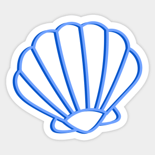 Blue clam shell outline Sticker